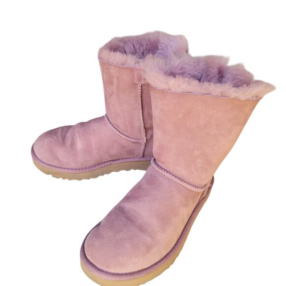 UGG Women’s Size 5 Mini Bailey Bow II Elderberry Comfort Boots Sheep Skin - Picture 12 of 14